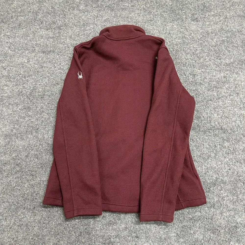 Spyder Jacket Womens Size L Burgundy Waffle Knit Fleece Lined Full Zip Athletic